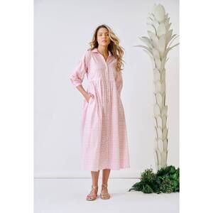 NEW BROOKS AVENUE penne midi dress in porto pink